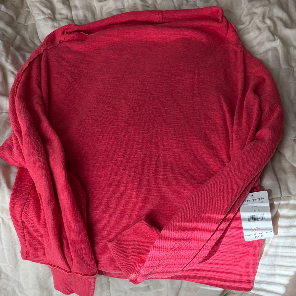 Free People Vibrant Pink Crew Neck Sweater